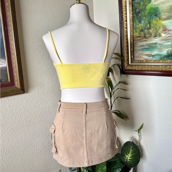 Yellow Ribbed Crop Top - Picture 2 of 3